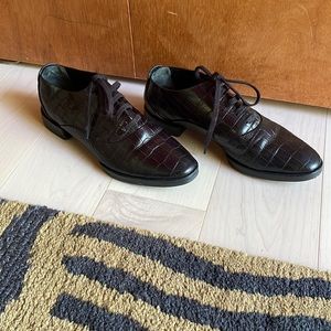 Alexander Wang black leather lace up oxfords with semi pointed toe, size 6.5